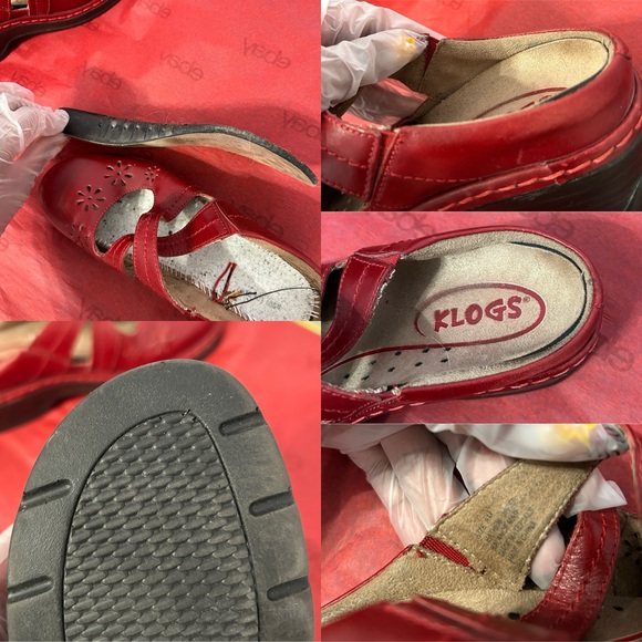 Klogs Red Leather Upper Floral Cutout Slip On Mary Janes Size 8M - “Sander” - Picture 7 of 16
